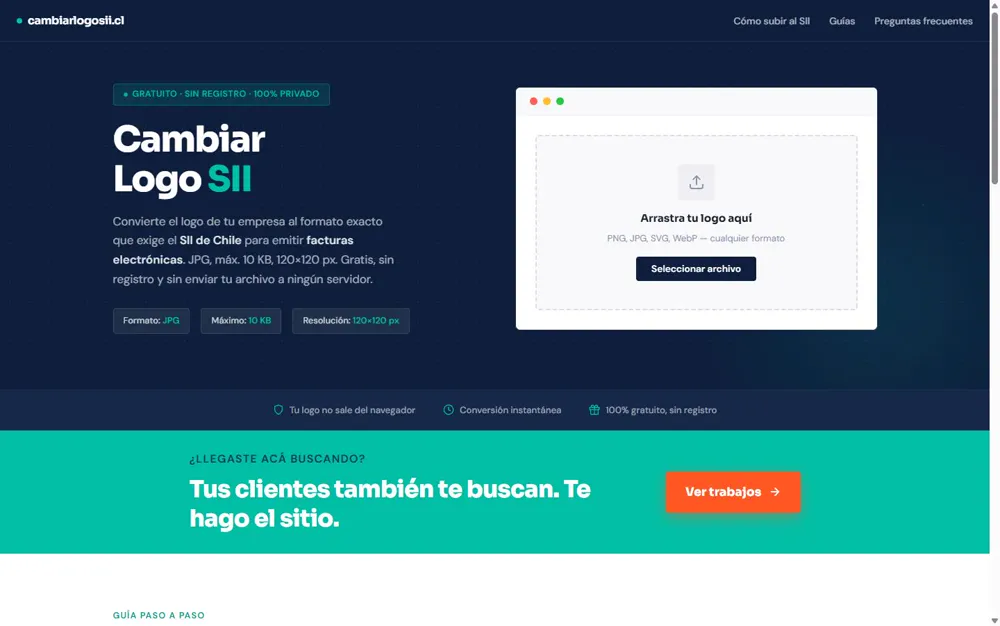 Herramienta Cambiar Logo SII convirtiendo un logo al formato exigido por el SII
