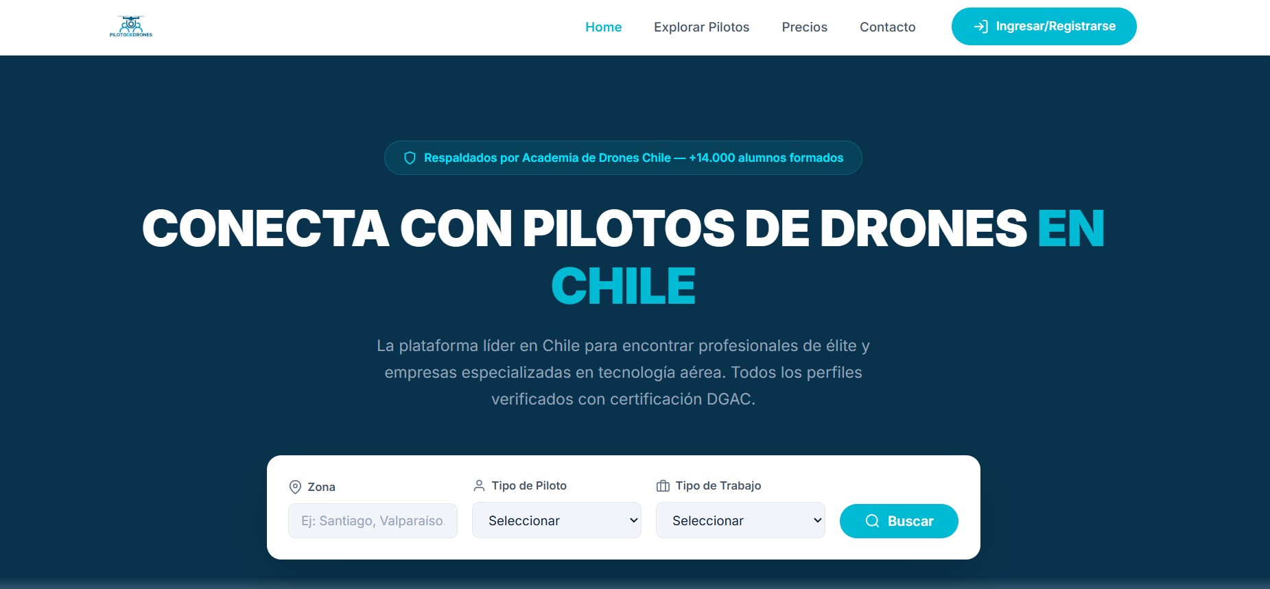 Sitio web de Piloto de Drones con cursos y academia de vuelo
