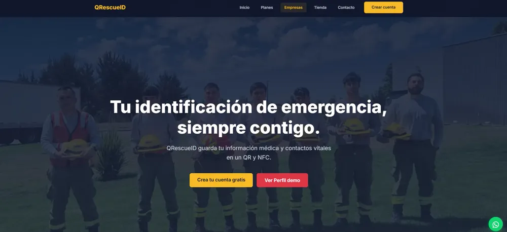 Panel de administración de QRescueID con mapa de trabajadores industriales